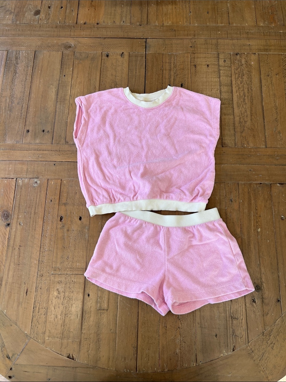 Zara pink Terrycloth boxy top and shorts set size 5 years